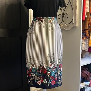 Floral Striped Pencil Skirt